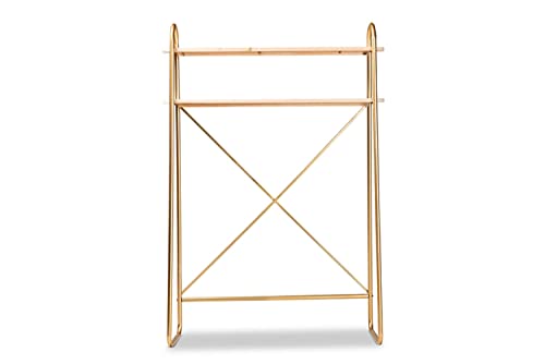 Baxton Studio Merida Gold Finished and Brown Finished 2-Tier Twin Size Shelf