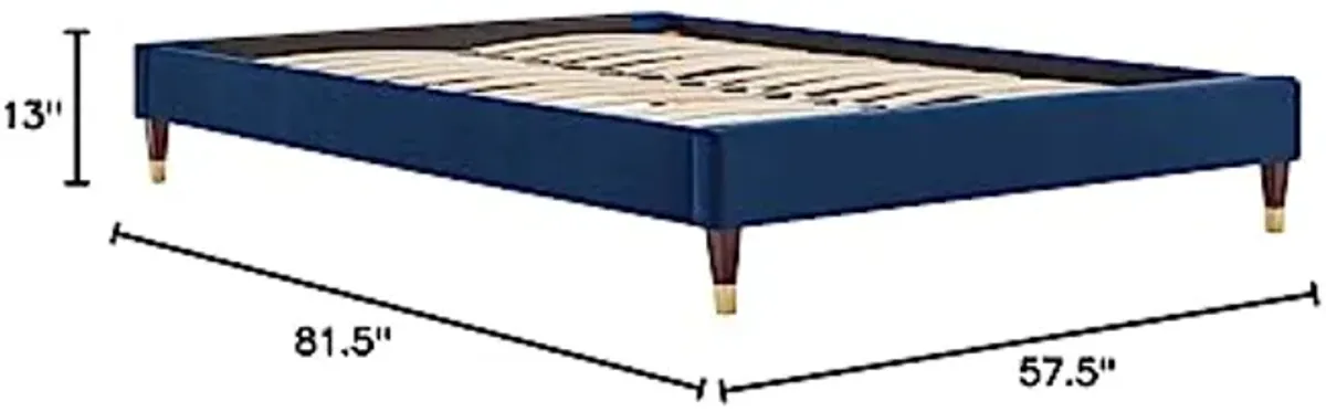 Modway Harlow Full Performance Velvet Platform Bed Frame in Navy