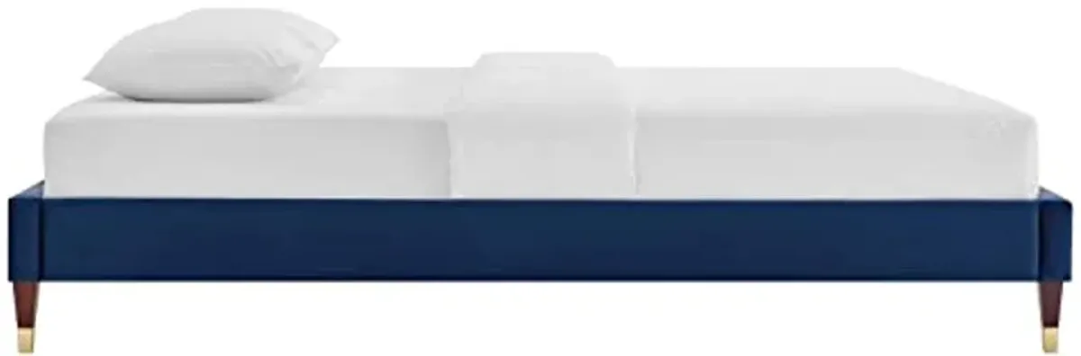 Modway Harlow Full Performance Velvet Platform Bed Frame in Navy