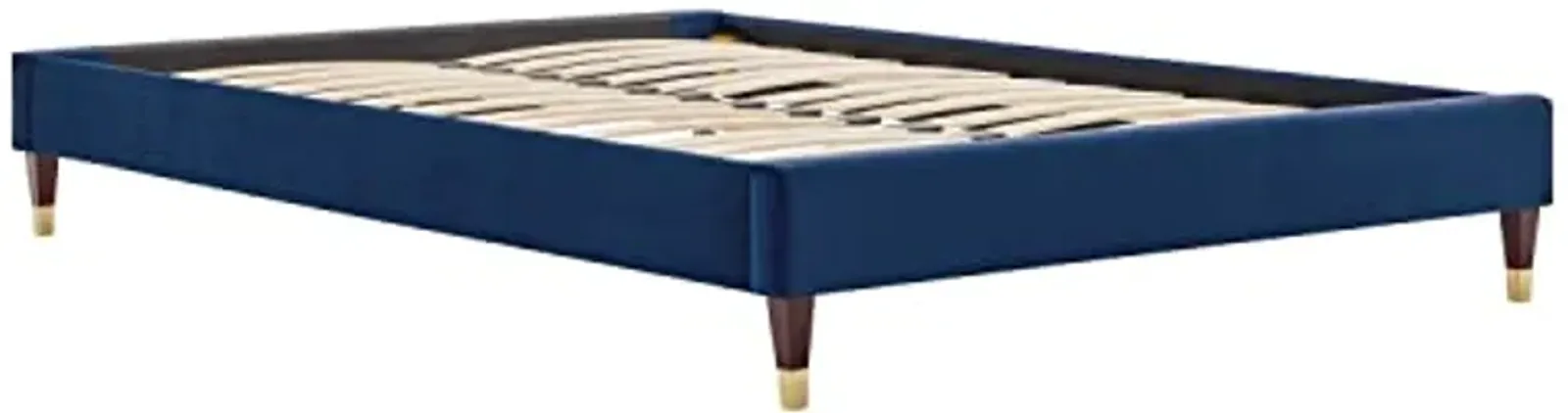 Modway Harlow Full Performance Velvet Platform Bed Frame in Navy