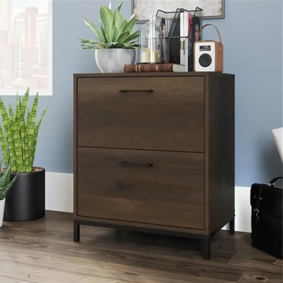 Sauder North Avenue 2 Drawer Lateral Filing Cabinet, Smoked Oak Finish