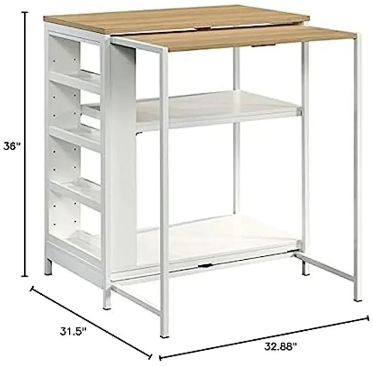 Sauder Miscellaneous Storage Kitchen Island, L: 31.50" x W: 32.88" x H: 36.00", White Finish