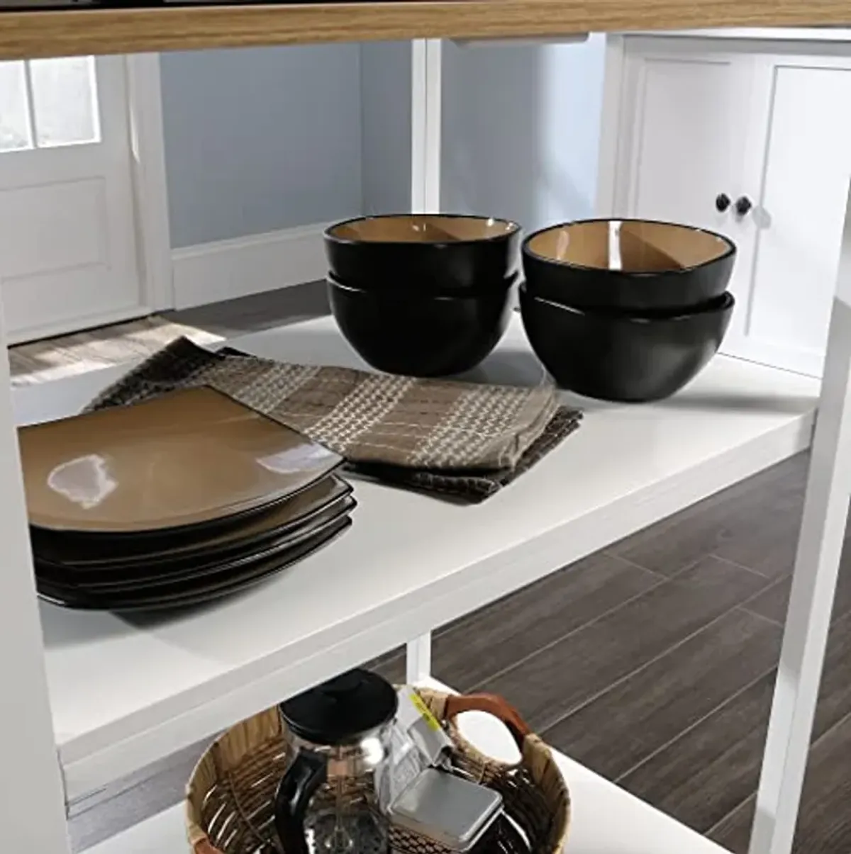 Sauder Miscellaneous Storage Kitchen Island, L: 31.50" x W: 32.88" x H: 36.00", White Finish