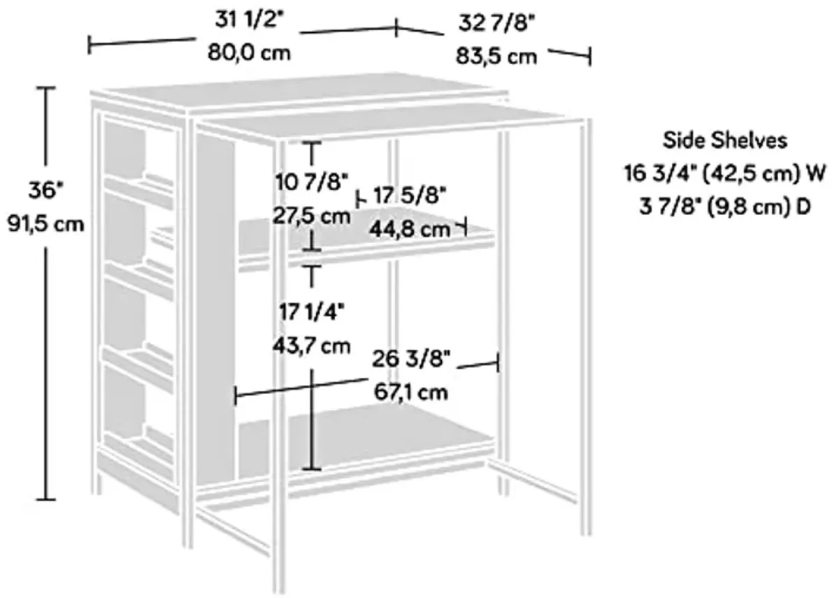 Sauder Miscellaneous Storage Kitchen Island, L: 31.50" x W: 32.88" x H: 36.00", White Finish