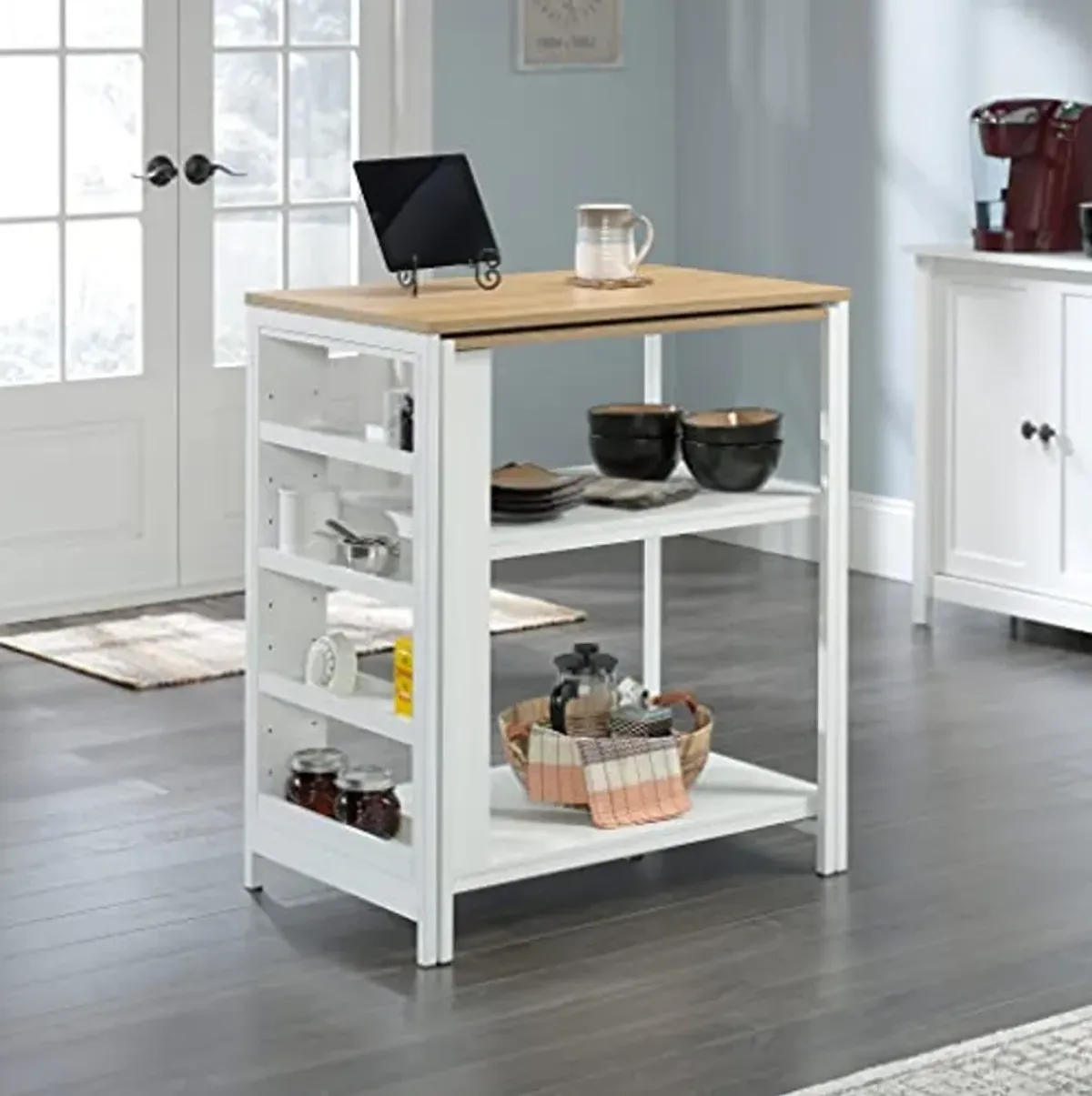 Sauder Miscellaneous Storage Kitchen Island, L: 31.50" x W: 32.88" x H: 36.00", White Finish