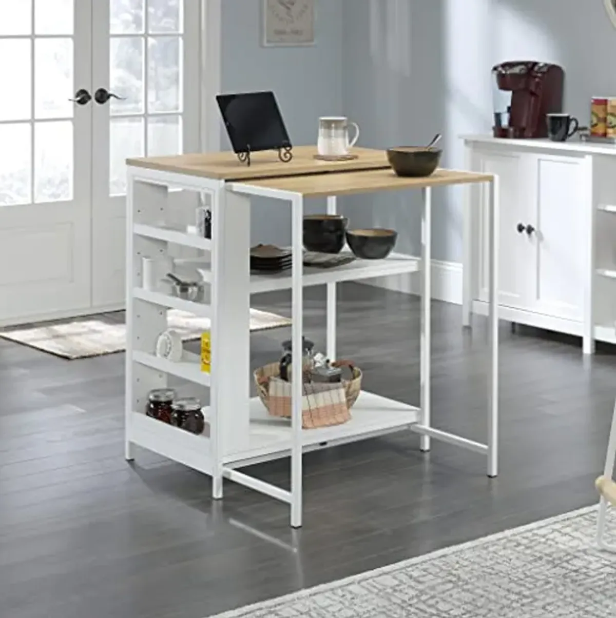 Sauder Miscellaneous Storage Kitchen Island, L: 31.50" x W: 32.88" x H: 36.00", White Finish