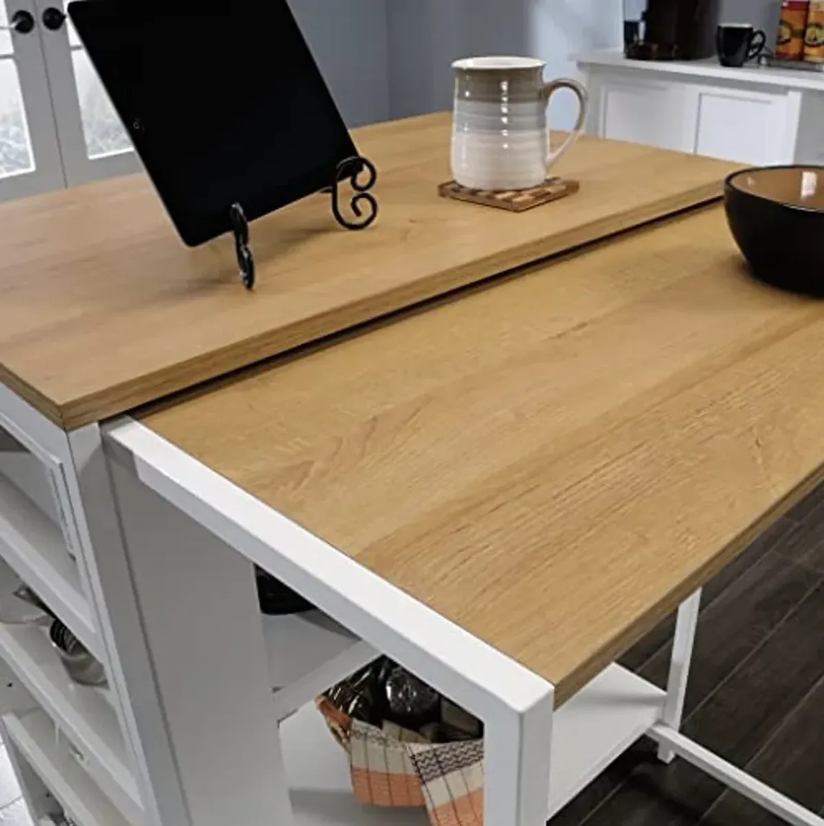 Sauder Miscellaneous Storage Kitchen Island, L: 31.50" x W: 32.88" x H: 36.00", White Finish