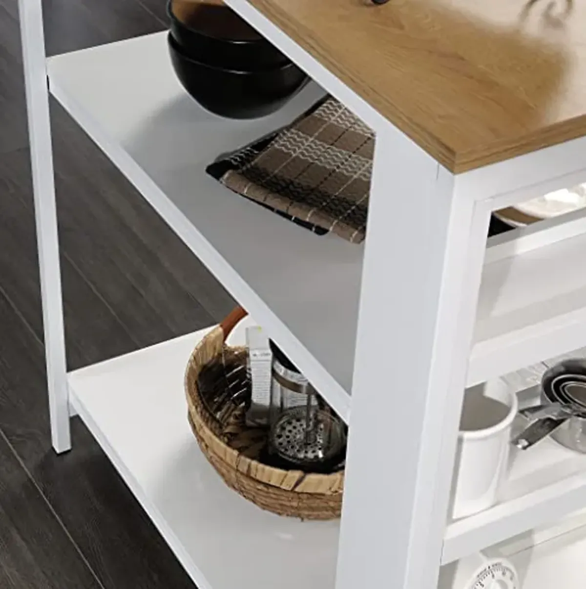 Sauder Miscellaneous Storage Kitchen Island, L: 31.50" x W: 32.88" x H: 36.00", White Finish