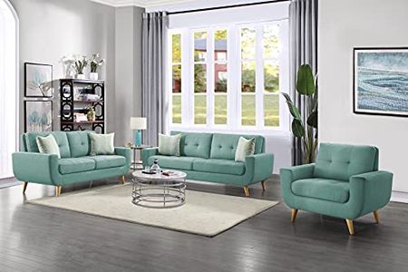 Lexicon Mckinley Tufted Fabric Loveseat with 2 Pillows, 67.5" W, Teal