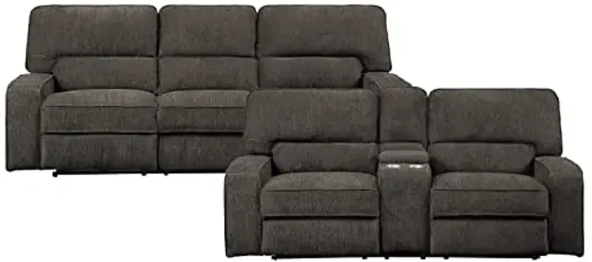 Lexicon Atherton 2-Piece Chenille Fabric Manual Reclining Living Room Sofa Set, Chocolate