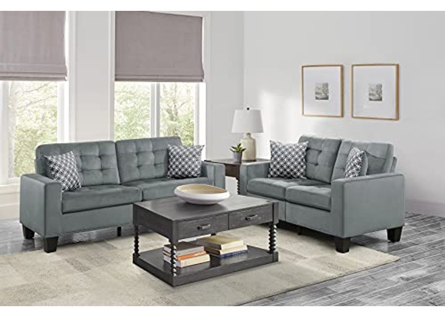 Lexicon Leighton 2-Piece Fabric Living Room Sofa Set, Gray