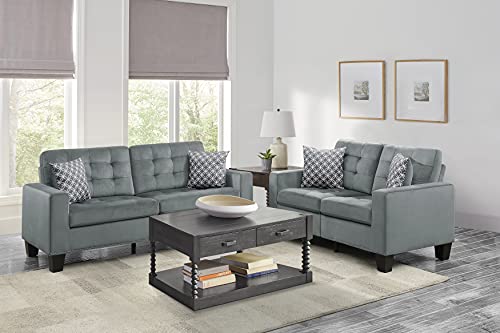 Lexicon Leighton 2-Piece Fabric Living Room Sofa Set, Gray