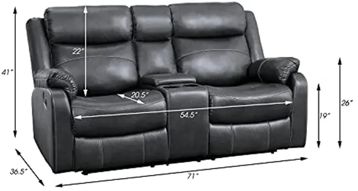 Lexicon Miramar 3-Piece Polished Microfiber Lay Flat Reclining Living Room Sofa Set, Gray