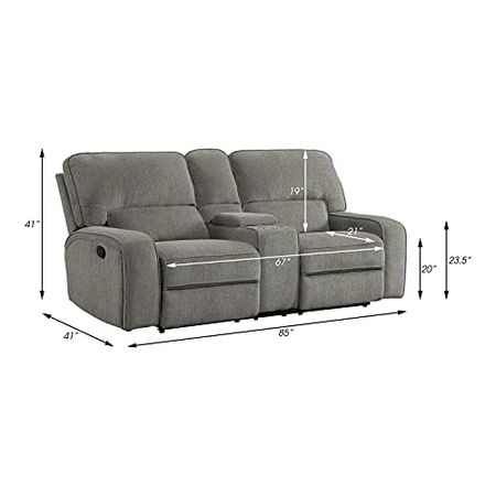 Lexicon Atherton 2-Piece Chenille Fabric Manual Reclining Living Room Sofa Set, Mocha
