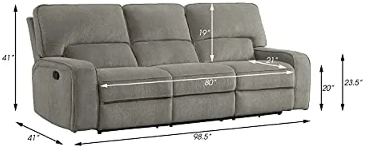 Lexicon Atherton 2-Piece Chenille Fabric Manual Reclining Living Room Sofa Set, Mocha