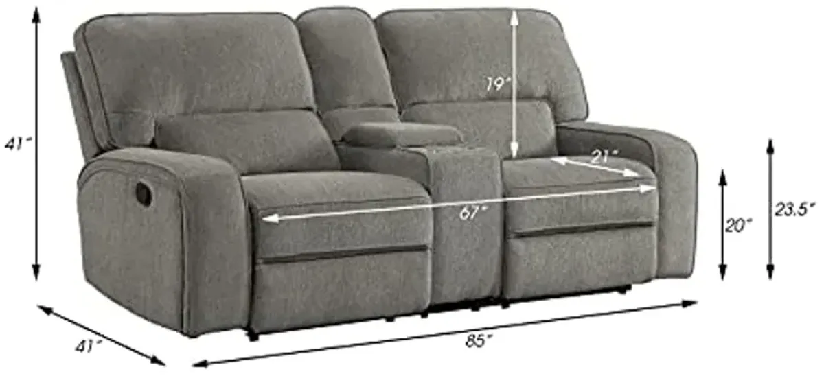 Lexicon Atherton 2-Piece Chenille Fabric Manual Reclining Living Room Sofa Set, Mocha