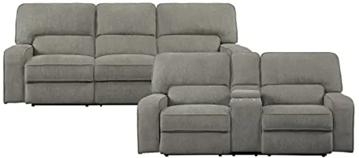 Lexicon Atherton 2-Piece Chenille Fabric Manual Reclining Living Room Sofa Set, Mocha