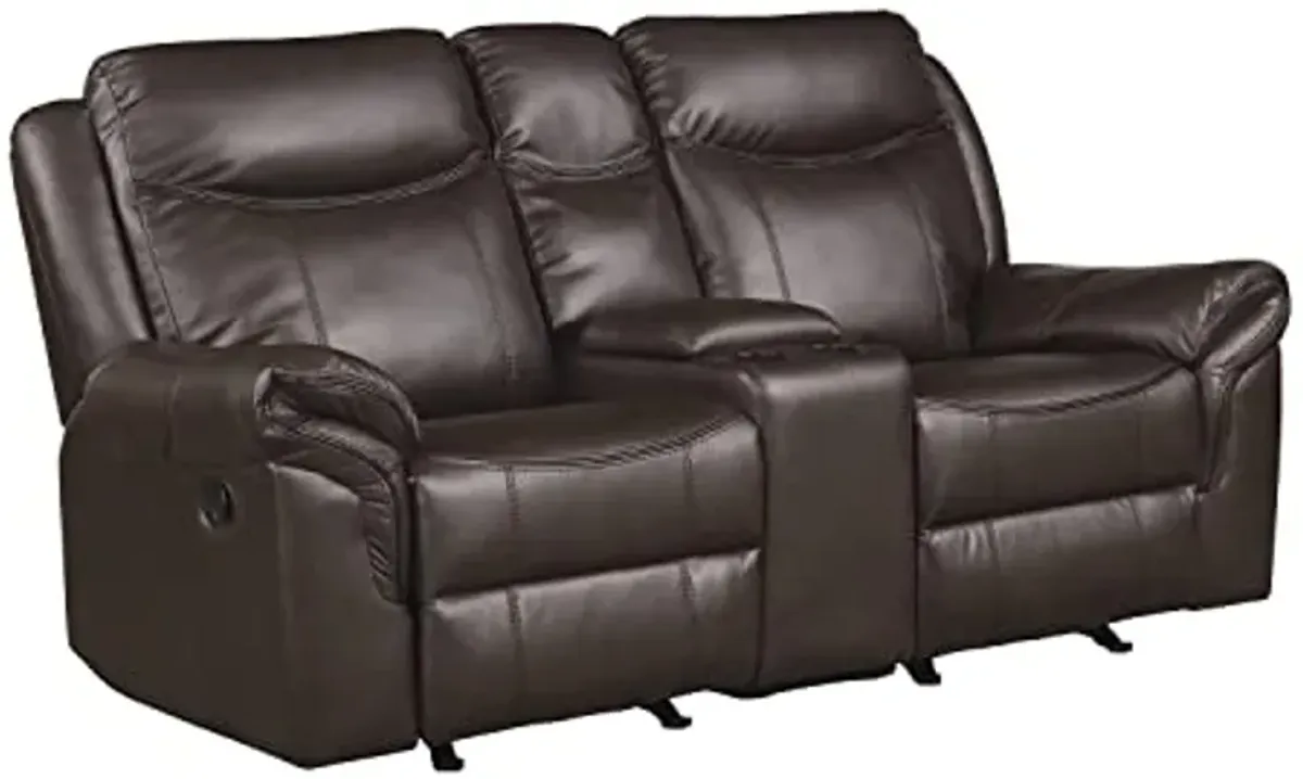 Lexicon Braelyn 2-Piece Faux Leather Manual Reclining Living Room Sofa Set, Dark Brown