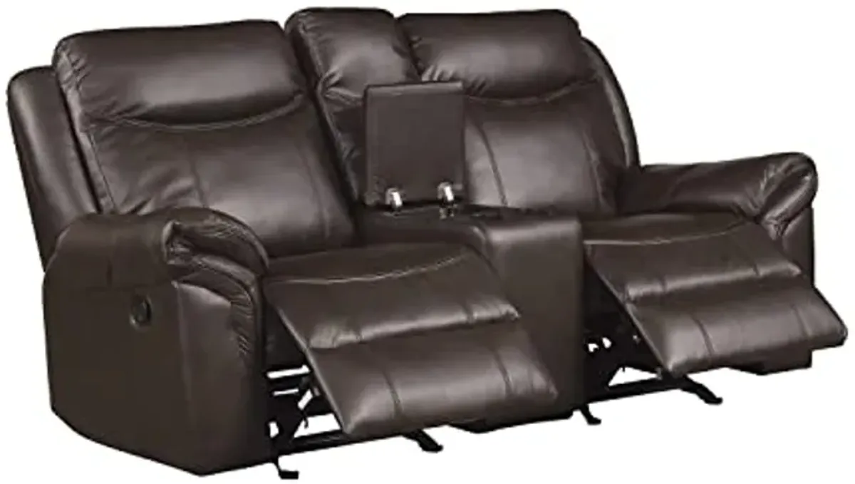 Lexicon Braelyn 2-Piece Faux Leather Manual Reclining Living Room Sofa Set, Dark Brown