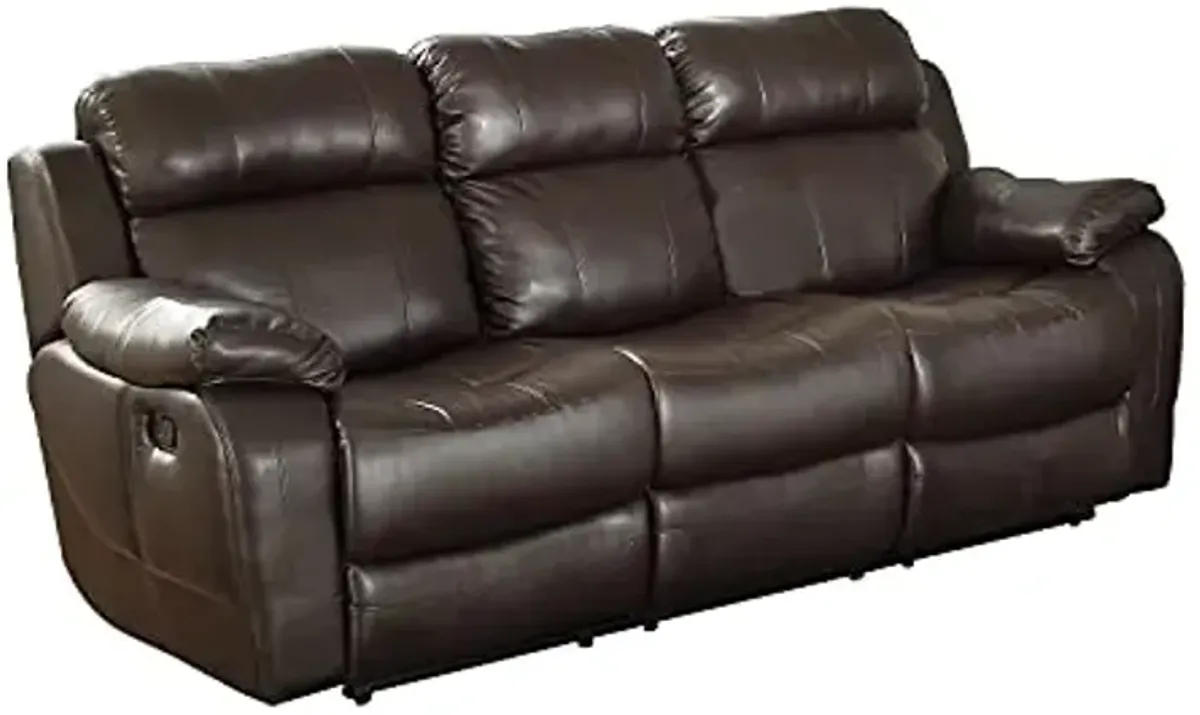 Lexicon Baylands Bonded Leather Double Reclining Sofa with Center Drop-Down Cup Holders, 88" W, Brown