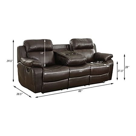 Lexicon Baylands 2-Piece Bonded Leather Manual Reclining Living Room Sofa Set, Brown