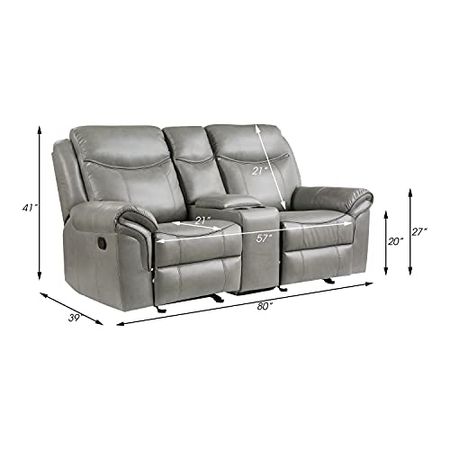 Lexicon Braelyn 2-Piece Faux Leather Manual Reclining Living Room Sofa Set, Gray