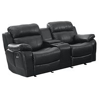 Lexicon Baylands Bonded Leather Double Glider Reclining Loveseat Love Seat with Center Console, 77.5" W, Black (Model: 194840123668)