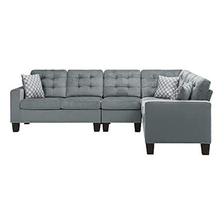 Lexicon Leighton Fabric Reversible Sectional Sofa, Gray