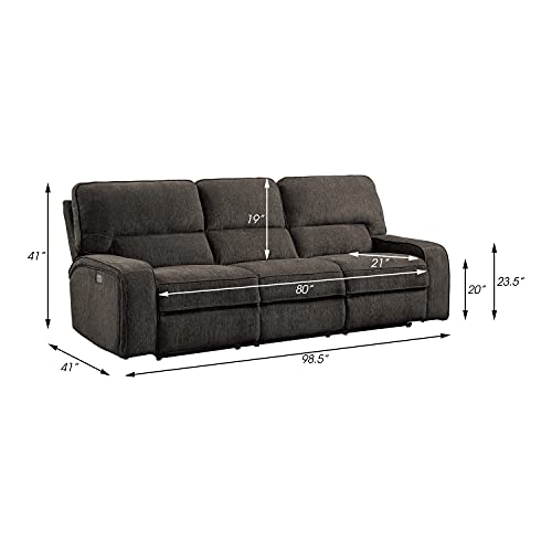 Lexicon Atherton Chenille Fabric Power Double Reclining Sofa with Power
