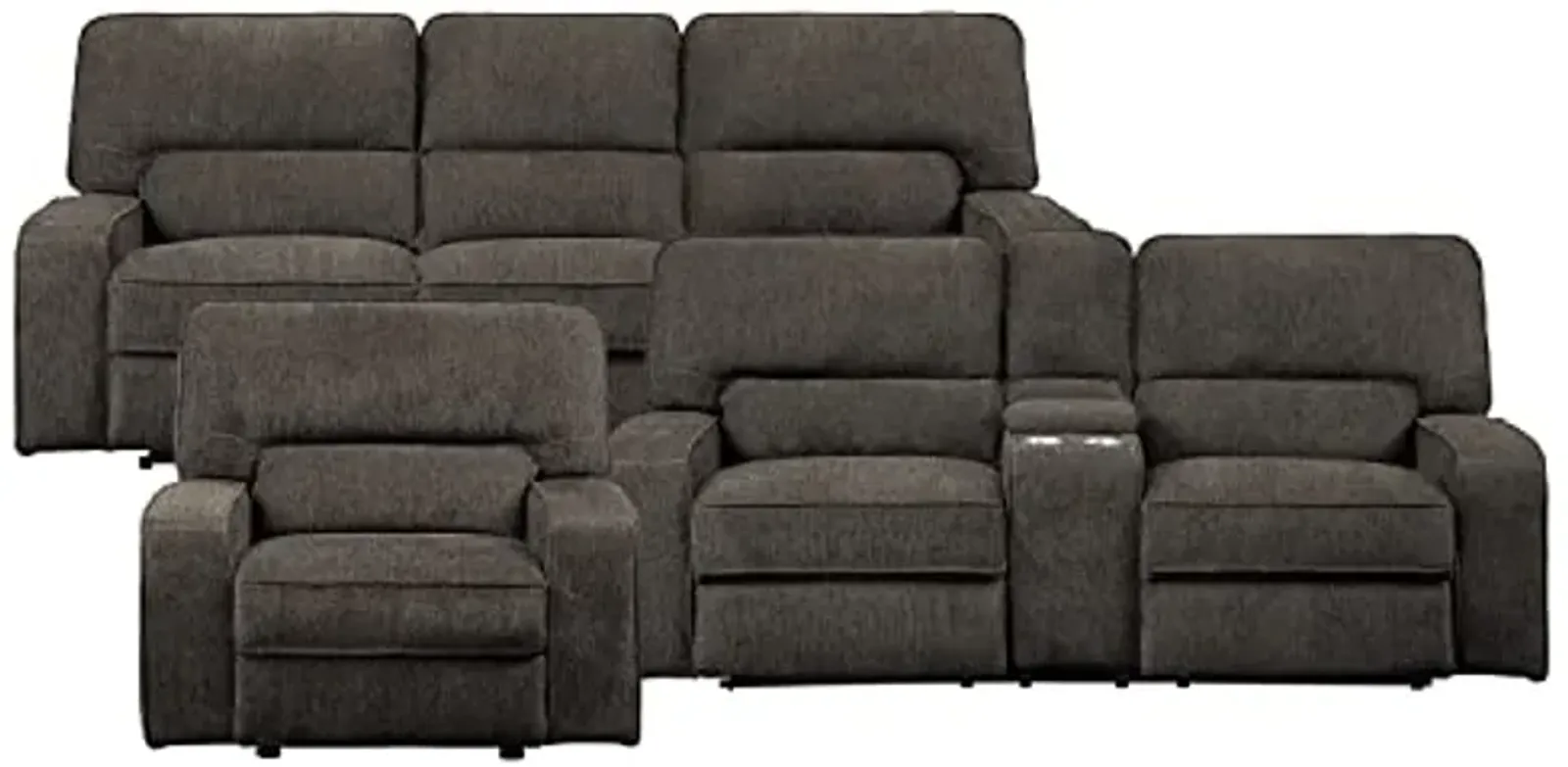 Lexicon Atherton 3-Piece Chenille Fabric Manual Reclining Living Room Sofa Set, Chocolate