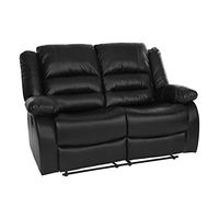 Lexicon Azrael Faux Leather Double Manual Reclining Loveseat, 62" W, Black