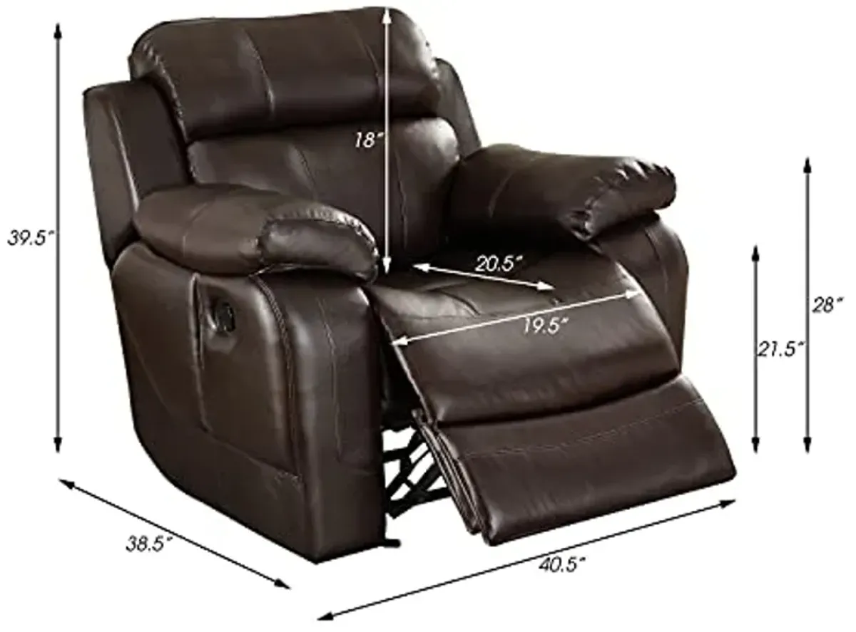 Lexicon Baylands Bonded Leather Glider Rocker Reclining Chair, 40.5" W, Brown