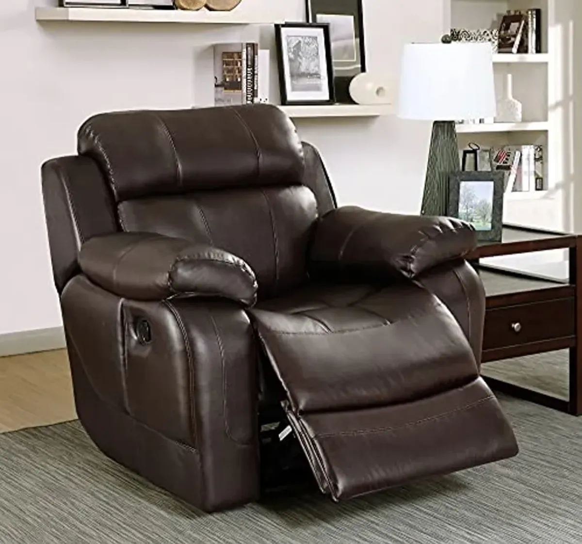 Lexicon Baylands Bonded Leather Glider Rocker Reclining Chair, 40.5" W, Brown