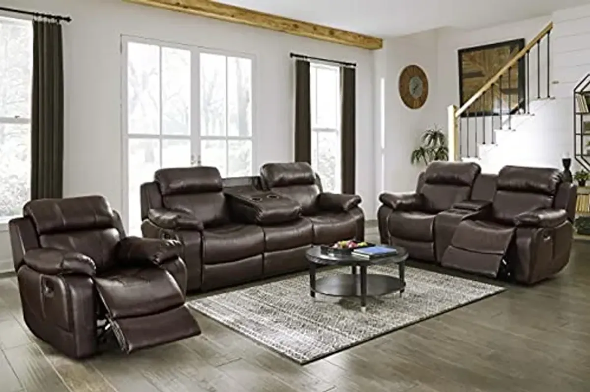 Lexicon Baylands Bonded Leather Glider Rocker Reclining Chair, 40.5" W, Brown