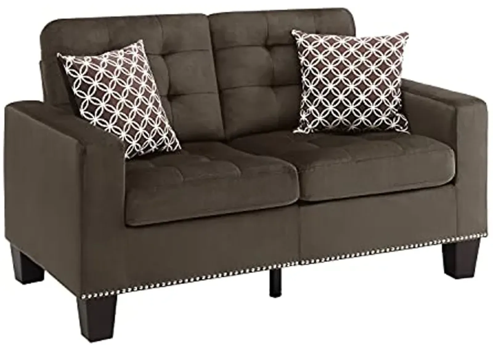 Lexicon Leighton Fabric Loveseat with 2 Pillows, 57" W, Chocolate