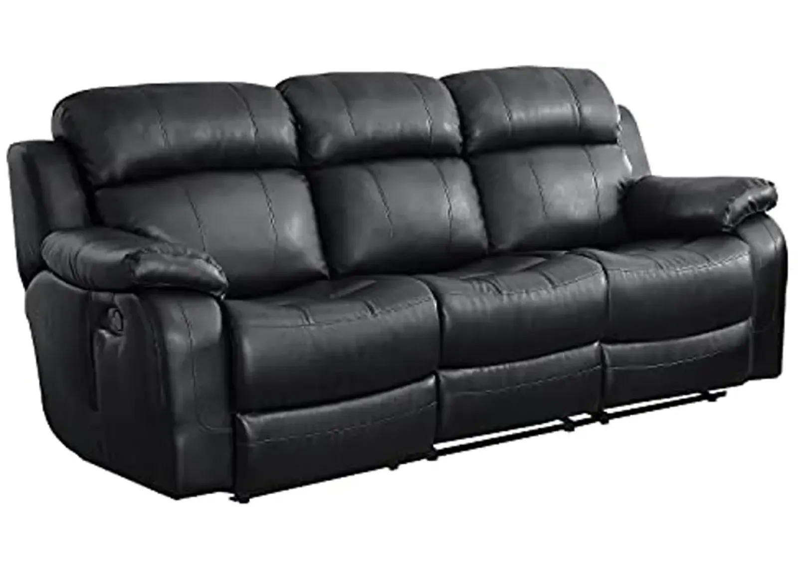 Lexicon Baylands Bonded Leather Double Reclining Sofa with Center Drop-Down Cup Holders, 88" W, Black