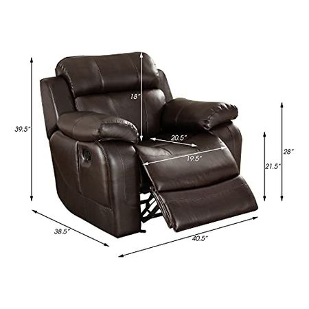 Lexicon Baylands 3-Piece Bonded Leather Manual Reclining Living Room Sofa Set, Brown