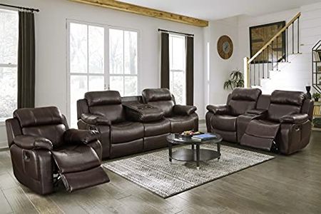 Lexicon Baylands 3-Piece Bonded Leather Manual Reclining Living Room Sofa Set, Brown