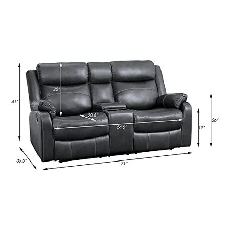 Lexicon Miramar 2-Piece Polished Microfiber Lay Flat Reclining Living Room Sofa Set, Gray