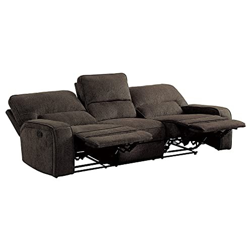 Lexicon Atherton Chenille Fabric Double Manual Reclining Sofa, 98.5" W