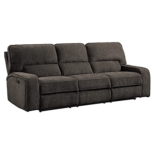 Lexicon Atherton Chenille Fabric Double Manual Reclining Sofa, 98.5” W