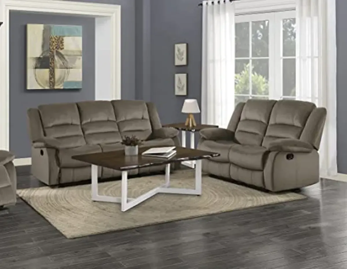 Lexicon Azrael 2-Piece Fabric Manual Reclining Living Room Sofa Set, Chocolate