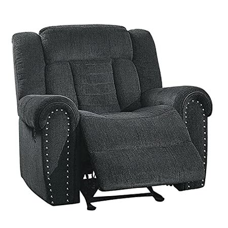 Lexicon Huddart Fabric Glider Manual Reclining Chair, 42" W, Charcoal Gray