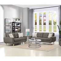 Lexicon Mckinley 2-Piece Tufted Fabric Living Room Sofa Set, Gray
