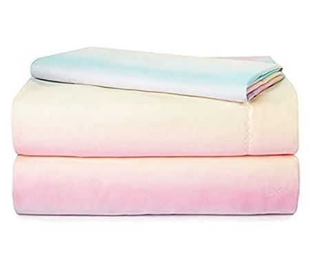 Heritage Kids 3 Piece Sheet Set, Including Top Sheet, Fitted Sheet and Pillow Case, Rainbow Ombre Print, Twin,Multicolor