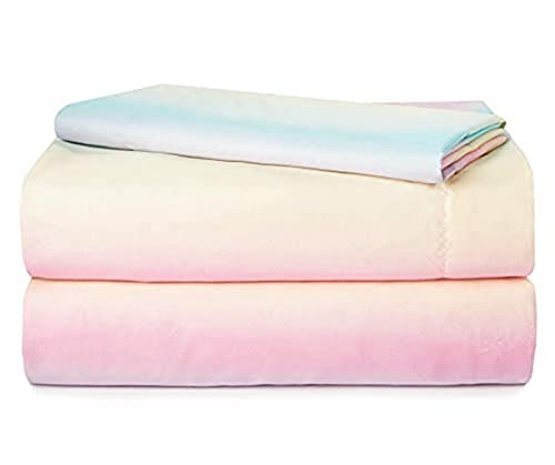 Heritage Kids 3 Piece Sheet Set, Including Top Sheet, Fitted Sheet and Pillow Case, Rainbow Ombre Print, Twin,Multicolor