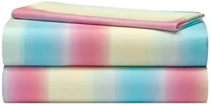 Heritage Kids 3-Piece Twin Sheet Set,Rainbow Ombre Print,Includes Fitted Sheet, Flat Sheet & Pillowcase, Soft Microfiber Bedding for Kids,Multicolor