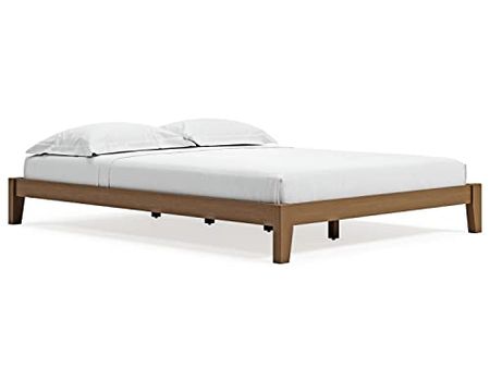 Signature Design by Ashley Tannally Modern Wood Youth Platform Bed Frame, Queen, Light Brown