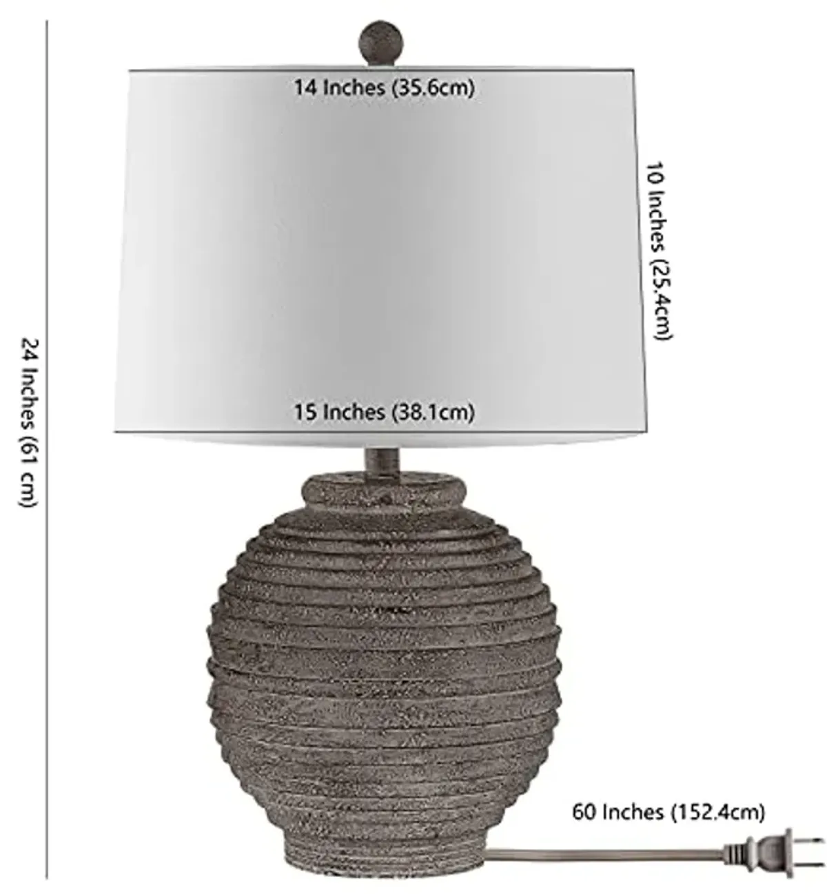 SAFAVIEH Lighting Collection Pendri Modern Rustic Industrial Farmhouse Grey 24-inch Bedroom Living Room Home Office Desk Nightstand Table Lamp (LED Bulb Included)