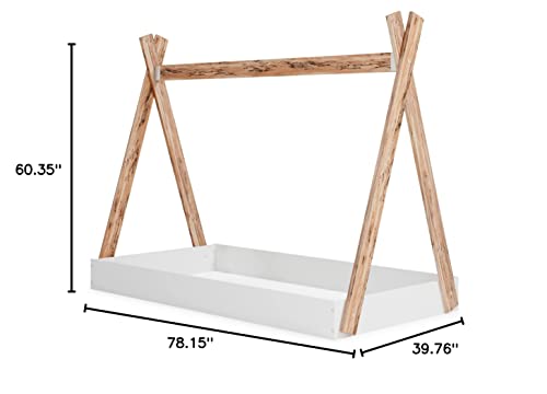 Signature Design by Ashley Piperton Modern Youth Tent Bed Frame, Full, Natural Wood & White